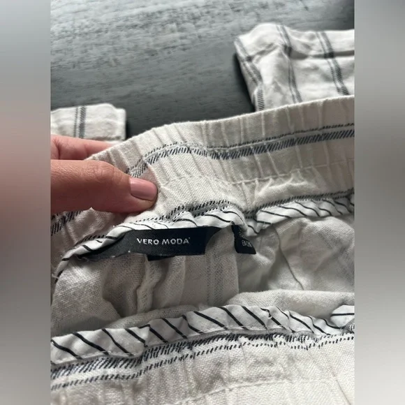 Vero Moda Linen Blend Striped Drawstring Pants Small - Picture 6 of 11